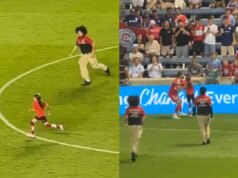 Jovem invasor de campo amarra a segurança da MLS em um momento viral hilariante