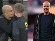 Pep Guardiola dá beijo na bochecha do quarto árbitro após repreensão