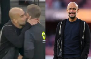 Pep Guardiola dá beijo na bochecha do quarto árbitro após repreensão