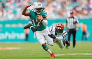 Jaylen Waddle emocionado com o reencontro com a estrela dos Broncos, Patrick Surtain II