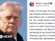 Os EUA e Israel estão em sintonia na guerra com o Irão? Decifrando a postagem de Trump após ataques em campos de gás