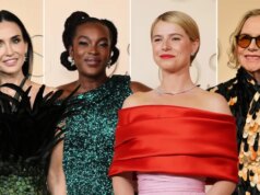 Demi Moore arrasa penas de pavão e Jessie Buckley contrasta cores no tapete vermelho do Oscar 2026