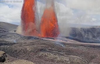 Erupções vulcânicas no Havaí lançam fontes de lava a 300 metros de altura