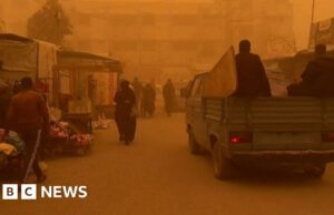 Moradores de Gaza são instados a se abrigar enquanto a tempestade de areia deixa o céu laranja