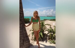Brittany Aldean mostra biquíni verde em fotos de praia nas férias de primavera com a família