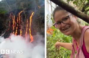 Assistir: Residente da Reunião chega perto da lava do vulcão em erupção