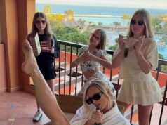 Nadiya Bychkova gosta de champanhe e mostra suas pernas tonificadas enquanto sugere seu futuro em um clipe divertido em meio a uma fuga ensolarada depois de abandonar o Reino Unido seguindo Strictly ‘axe’