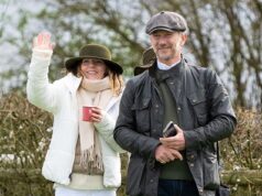 Geri Halliwell e seu marido Christian Horner aproveitam um dia nas corridas Level-to-Level enquanto assistem seu cavalo Raise Me Up competir