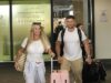 Kerry Katona, 45, e seu namorado Paolo Margaglione, 33, voltam para casa das férias na Espanha depois que a estrela revelou que foi levada às pressas para o hospital por causa de uma suspeita de derrame