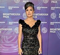 Salma Hayek is a dazzling bombshell in black lace gown with glam Gigi Hadid and Anne Hathaway at Breakthrough Prize Ceremony