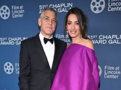 George Clooney responde aos apelos de Trump para que Jimmy Kimmel seja despedido enquanto ele e sua esposa de pernas compridas, Amal, participam da festa de gala do Prêmio Chaplin
