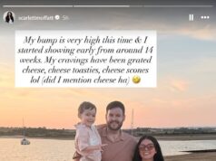 A grávida Scarlett Moffatt mostra sua barriga de bebê em uma nova foto de família enquanto reflete sobre o ‘inferno’ de seu primeiro trimestre, que a viu sofrer de ‘mini enjoos’, afrontamentos e enxaquecas