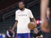 Série aberta do Rockets x Lakers sem estrela Kevin Durant (joelho)