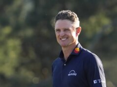 Justin Rose estreando clubes da McLaren da F1 no Cadillac Championship