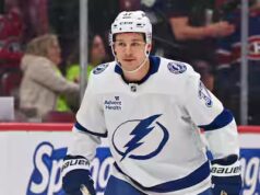 Victor Hedman, capitão do Lightning de Tampa Bay, fera a viagem para Montreal