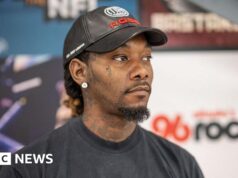 Rapper Offset chega ao palco do Coachella dias depois de ser baleado