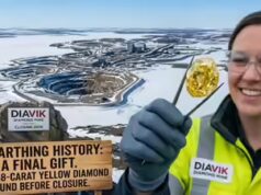A mina Diavik do Canadá faz uma impressionante descoberta de diamante de 158 quilates pouco antes do fechamento