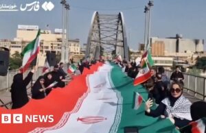 Iranianos formam correntes humanas em pontes e usinas de energia
