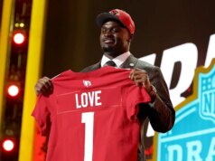 Os Cardinals selecionam o working again de Notre Dame, Jeremiyah Love, com a terceira escolha geral no Draft da NFL de 2026