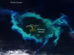 Satélite da NASA detecta um halo brilhante ao redor das Ilhas Chatham, na Nova Zelândia