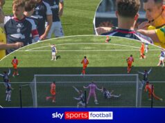 Rampant Rangers mantém a pressão sobre o Hearts após suspense de nove gols em Falkirk