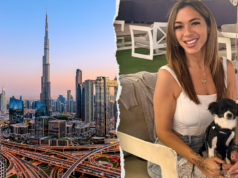 Enquanto mísseis iluminam o céu, ela embarca em um voo só de ida para Dubai