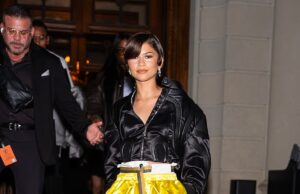 Zendaya chama a atenção com dois seems to be de pernas compridas enquanto participa do desfile da Louis Vuitton Cruise em Nova York antes do grande marco com Tom Holland