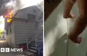 Policial flagra bebê caído de janela de casa em chamas