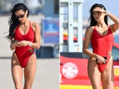 As estrelas de ‘Baywatch’ Shay Mitchell e Jessica Belkin vestem trajes de banho vermelhos icônicos na reinicialização da TV