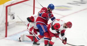 Os atacantes Newhook e Dach do Montreal perdem o skate matinal, ambos disponíveis para o jogo 4