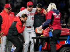 Os Reds foram expulsos de campo depois de sofrer uma lesão na perna com apenas um arremesso de jogo