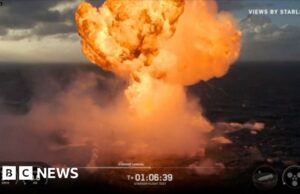 Momento em que o foguete SpaceX explode no Oceano Índico após cair