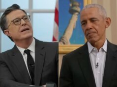 O discurso de Stephen Colbert à nação é interrompido por um Barack Obama nada impressionado