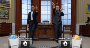 Stephen Colbert desafia Barack Obama para uma revanche tensa no basquete