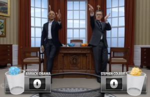 Stephen Colbert desafia Barack Obama para uma revanche tensa no basquete