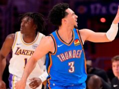 Thunder ataca o Lakers para mais uma derrota nos playoffs dos campeões por 7 a 0