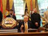 Estrelas do UFC visitam o Salão Oval e agradecem ao presidente Trump por transformar o esporte com luta histórica na Casa Branca