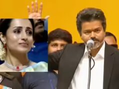 A reação emocional de Trisha Krishnan ao discurso de Vijay se torna viral