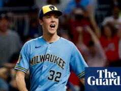 O ás dos Brewers, Misiorowski, lança o recorde de 47 arremessos de 101 mph ou mais rápido, mas termina com derrota