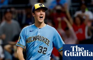 O ás dos Brewers, Misiorowski, lança o recorde de 47 arremessos de 101 mph ou mais rápido, mas termina com derrota