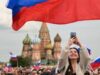 O edifício mais alto do mundo iluminado com as cores da bandeira russa (VÍDEO)