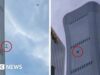 Detritos caem após avião atingir o prédio mais alto de Pequim