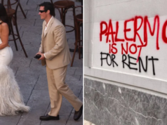 Moradores indignados protestam enquanto o casamento de £ 1.500.000 de Dua Lipa e Callum Turner ‘toma conta’ de Palermo