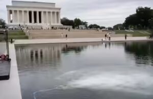 America@250 envolta em algas vermelhas, brancas e azuis – e verdes