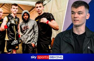 McKenna olha para Canelo e Eubank Jr após luta pelo campeonato mundial